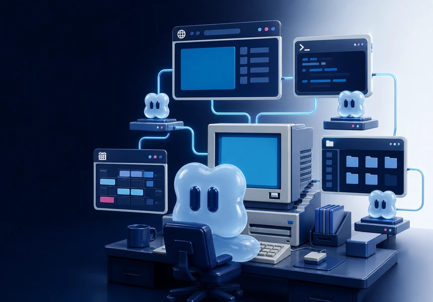 Construct agents orchestrating browser, terminal, files, and schedules